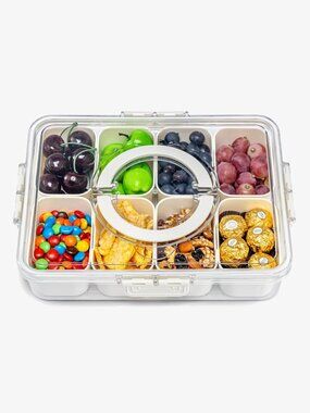 Snackle Box Charcuterie Container, Plastic, White, 8 Inserts